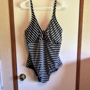 Catalina Black and White Striped Women's Swimsuit